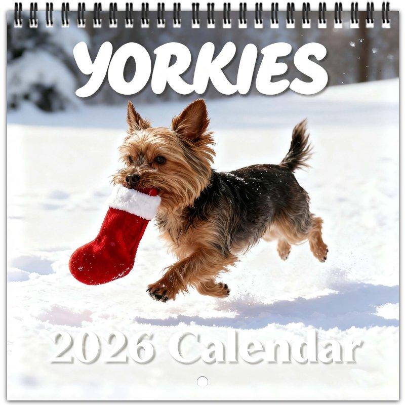 TEMU 2026 Wall Calendar Featuring Yorkshire , Ideal For Home Or Office Use, Great As Christmas And New Year Gifts, With Adorable And Humorous Designs