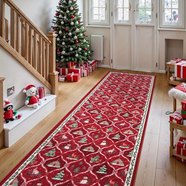 TEMU 1 Large Christmas Decoration Floor Mat, Anti Slip Indoor And Outdoor Holiday Decoration, Machine Washable, Suitable For Entrance, Door Decoration, And Christmas Decoration Carpets