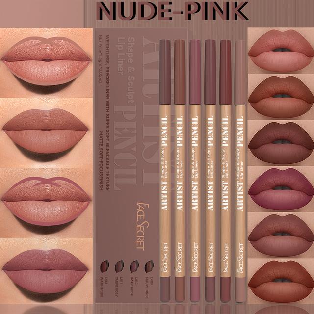 TEMU 6pcs/set Lip Liner Set Lip Liner Waterproof Long-lasting Matte Lip Liner Set Natural Makeup Effect Easy To Apply Non-smudge Lip Liner Set Lip Cosmetics Makeup Set