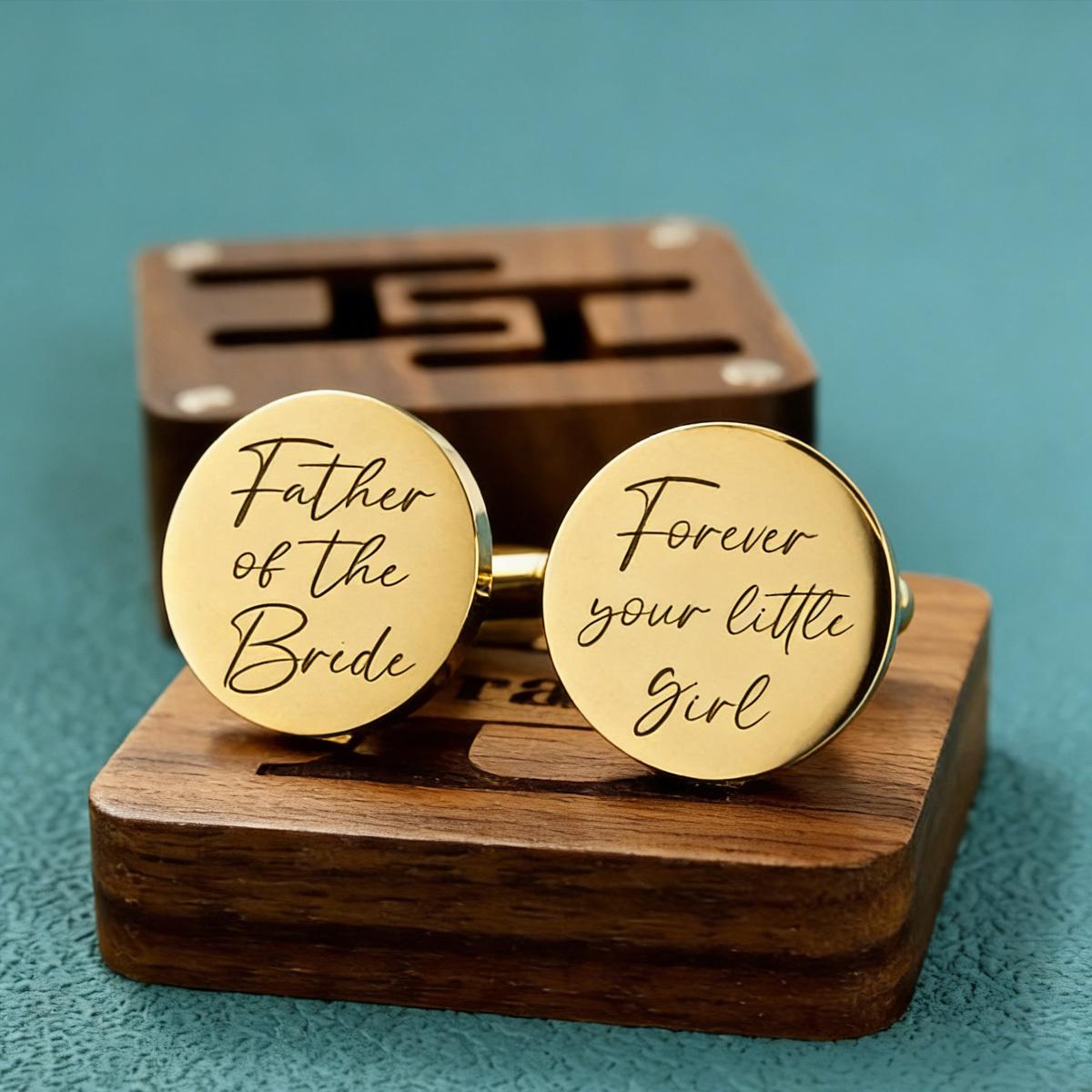 TEMU 2pcs Personalized Stainless Wedding Cufflinks For Father Of - Custom Initial/name Engravable Cuff Links Suitable For Formal Occasions, Wedding, Gifts From Bride Or Groom' Father (' Formal)