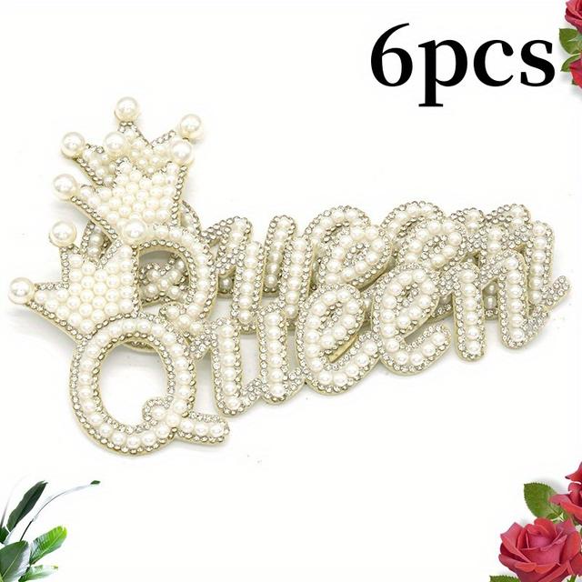 TEMU 6pcs Alphabet Queen Patch Stickers Clothing Bags Shoes Hats Decoration
