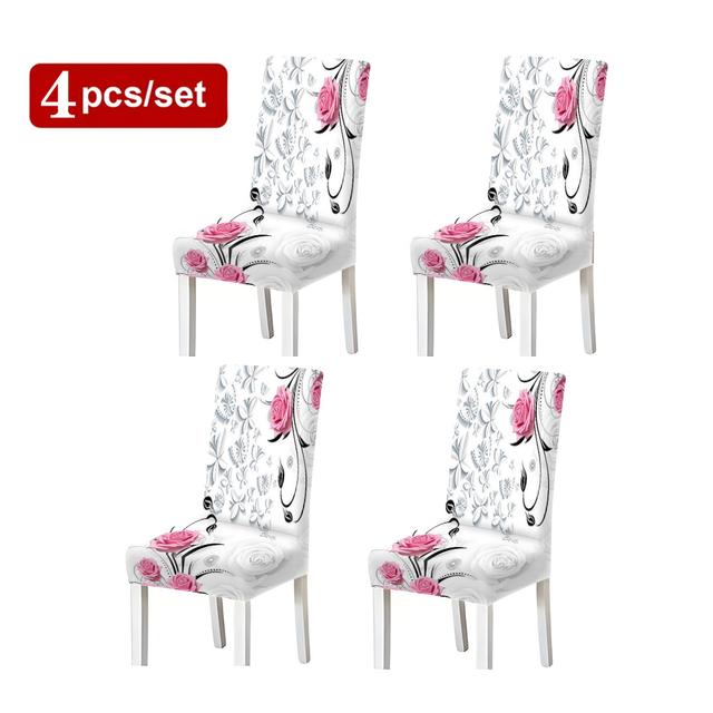 TEMU [2pcs/4pcs/6pcs] Rose Chair Covers Feature And Romantic Design. Removable And Washable Chair Covers Are Soft And Stretchy, Protecting Seats In A Christmas-themed Restaurant, Kitchen