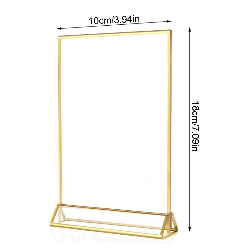 TEMU Suporte de Exibição de Sinalização em Acrílico Transparente Multiuso com Moldura Dourada para Placas de Número de Casamento, Cartões de Mesa, Folhetos e Cardápio