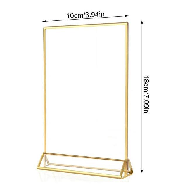 TEMU Suporte de Exibição de Sinalização em Acrílico Transparente Multiuso com Moldura Dourada para Placas de Número de Casamento, Cartões de Mesa, Folhetos e Cardápio