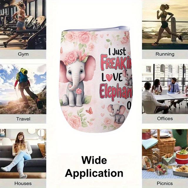 TEMU Single 12oz Stainless Steel Coffee Cups And Mugs, Featuring A Leak-proof Design, Perfect As A Gift With An Elephant