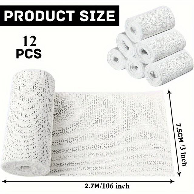 TEMU Plaster Rolls 12pcs Plaster Gauze Wrap Plaster Strip Enveloping Gauze For Body Casts Craft Projects Belly Casts 7.62cm X 269.24cm