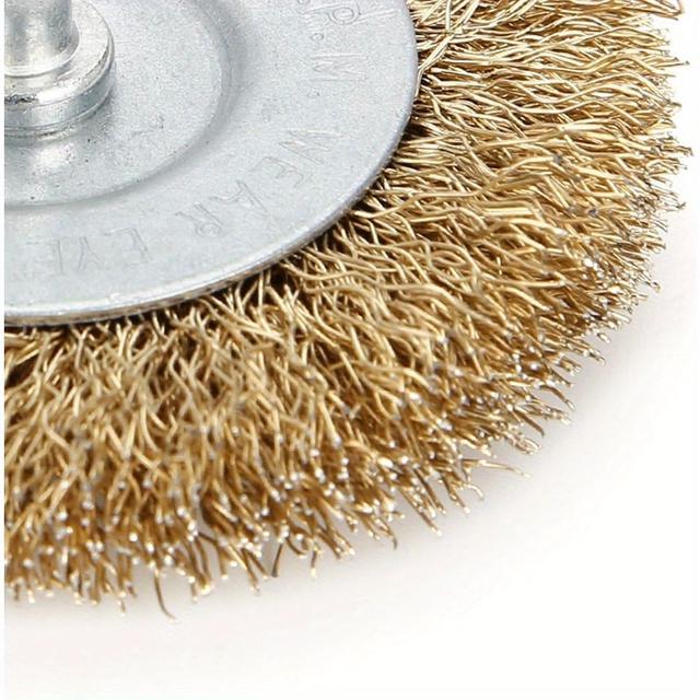 TEMU Brass Coated Wire Brushes (6pcs) With Drill Bit Shank For Rotary Tools