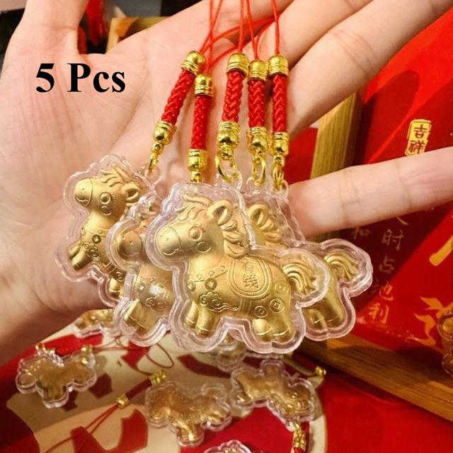 TEMU 5개입 말 모양 휴대폰 장식, 말년 2026년 휴대폰 꾸미기, 휴대폰 꾸미기 장식품