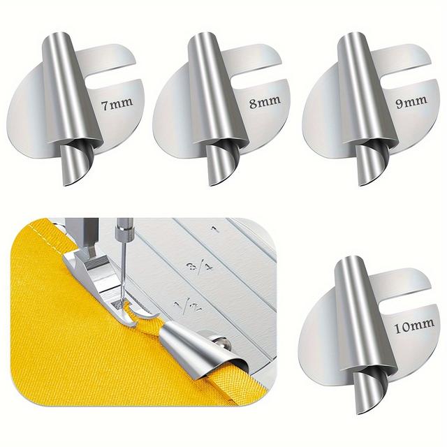 TEMU Set Of 4 Rolled Hem Presser Feet, Sewing Rolled Hem Feet, Size 8 Wide Rolled Hem Presser Foot For Sewing Machines And Hand Sewing Machines, Sewing Additions