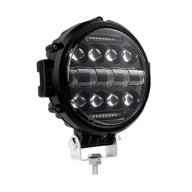 TEMU 7 Inch Round Led Work Light With Lens Highlight Modified Car Truck Probe Roof Spotlight Motorcycle Trailer Suitable For Headlight