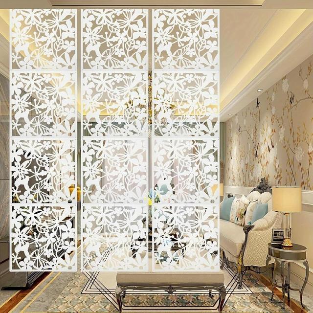 TEMU Room Divider, Set Of 12 Hanging Pvc Room Dividers - 40 X 40 X 0.08 Cm, Wooden Interior Screen For Interior Decoration, Living Room, Dining Room, Bedroom
