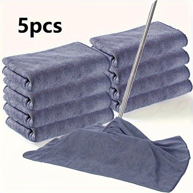 TEMU 5pcs Super Fine Microfiber Cleaning Cloths - Reusable, Quick-dry, Non-fluffy, Hypoallergenic, For Kitchen, Bathroom, Living Room, Bedroom & Outdoor Use, Space-themed Design, Microfiber Towels