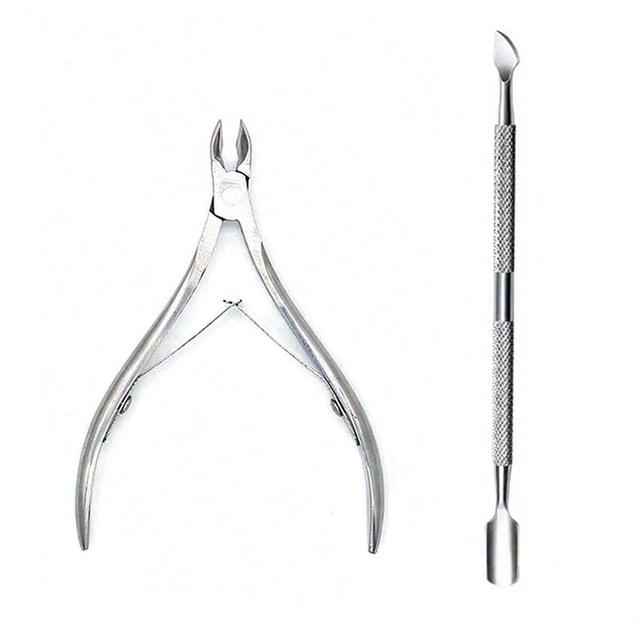 TEMU กรรไกรตัดเล็บสแตนเลสแบบมืออาชีพ กรรไกรตัดเล็บหลายฟังก์ชัน ที่ดันหนังกำพร้าและถอดเล็บ ชุดดูแลเล็บ