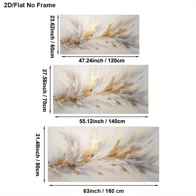 TEMU 1 قطعة لوحة قماشية حديثة بتصميم ريشي - ألوان بيج، ذهبي، أبيض، أسود، رمادي - ديكور جدار بسيط لغرفة المعيشة أو النوم بدون إطار، طباعة عالية الجودة، فن عصري، ملمس ناعم، 2D مسطح، مثالي لهواة