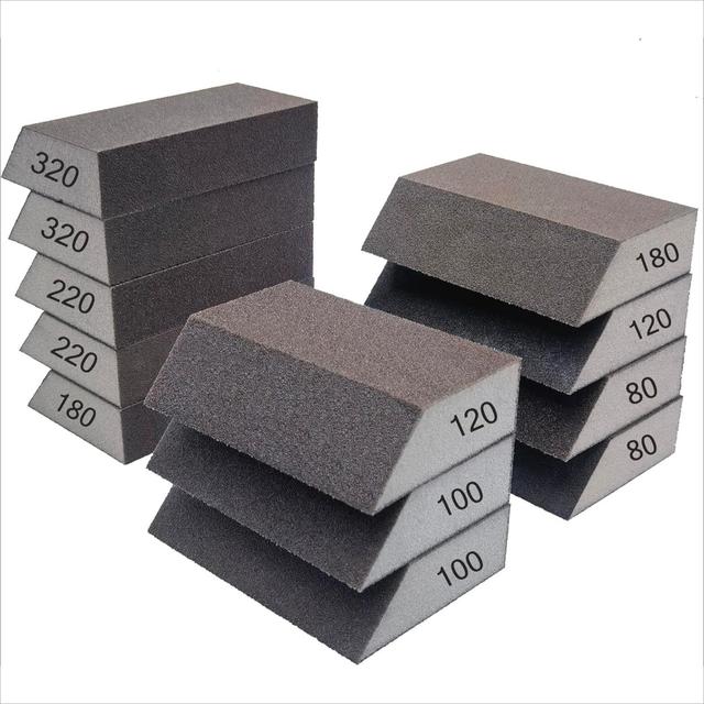TEMU 6ks/12ks Sada Jednotlivých Brusných Houbiček - Kombinace Brusných Bloků 80/100/120/180/220/320 Zrnitost, Pratelná a Opakovaně Použitelná