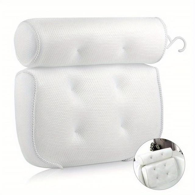 TEMU Coussin Antidérapant pour Baignoire, Coussin de Bain Spa, avec Ventouse Antidérapante, Soutien pour le Cou et le Dos, Accessoires de Salle de Bain, Fournitures pour Baignoire/Salle de Bain