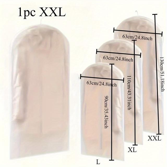 TEMU 1-pack Space-saving Hanging Garment Bag With Self-compression Zipper, Single Storage Bags For 3~5 Clothes, Dust Cover Clothing Protector For Down Coats