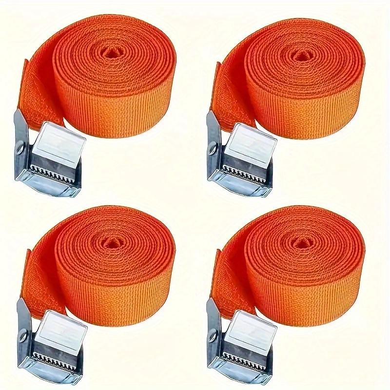 TEMU 4pcs Heavy-duty Ratchet Straps -release Cam Buckles - Suitable For Trucks, Motorcycles, Trailers, Polyamide Cargo Securing Straps, Orange, Secure Fastening, Heavy-duty