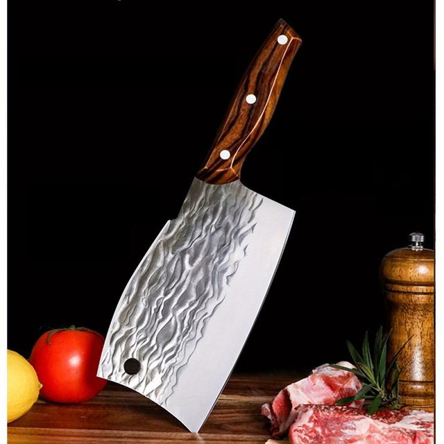 TEMU Dual-use Kitchen Knife - Stainless Steel Cleaver With Fish Scale Texture - Versatile Cooking Tool For Home Use - Ideal For Chopping And Slicing