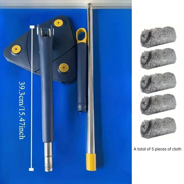 TEMU Трикутна швабра з обертанням на 360 градусів – 1 швабра з 5 тканинними насадками, регульована та висувна для комплексного прибирання поверхонь, підходить для прибиральних засобів у домі