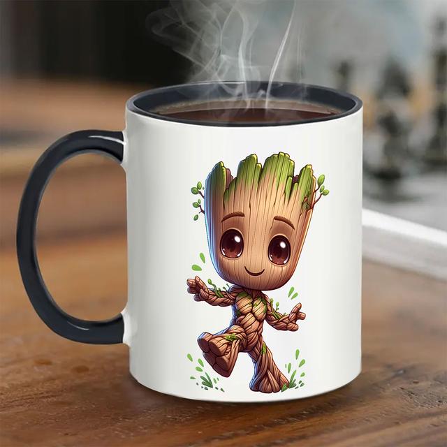TEMU 1pc 11oz Porcelain Cup, Groot, Cup, Coffee Cup, Tea Cup, Milk Cup, Water Cup, Decorative Cup, Suitable For Offices, Cafes, Homes And Restaurants, A Birthday Present, Father's Day Gift
