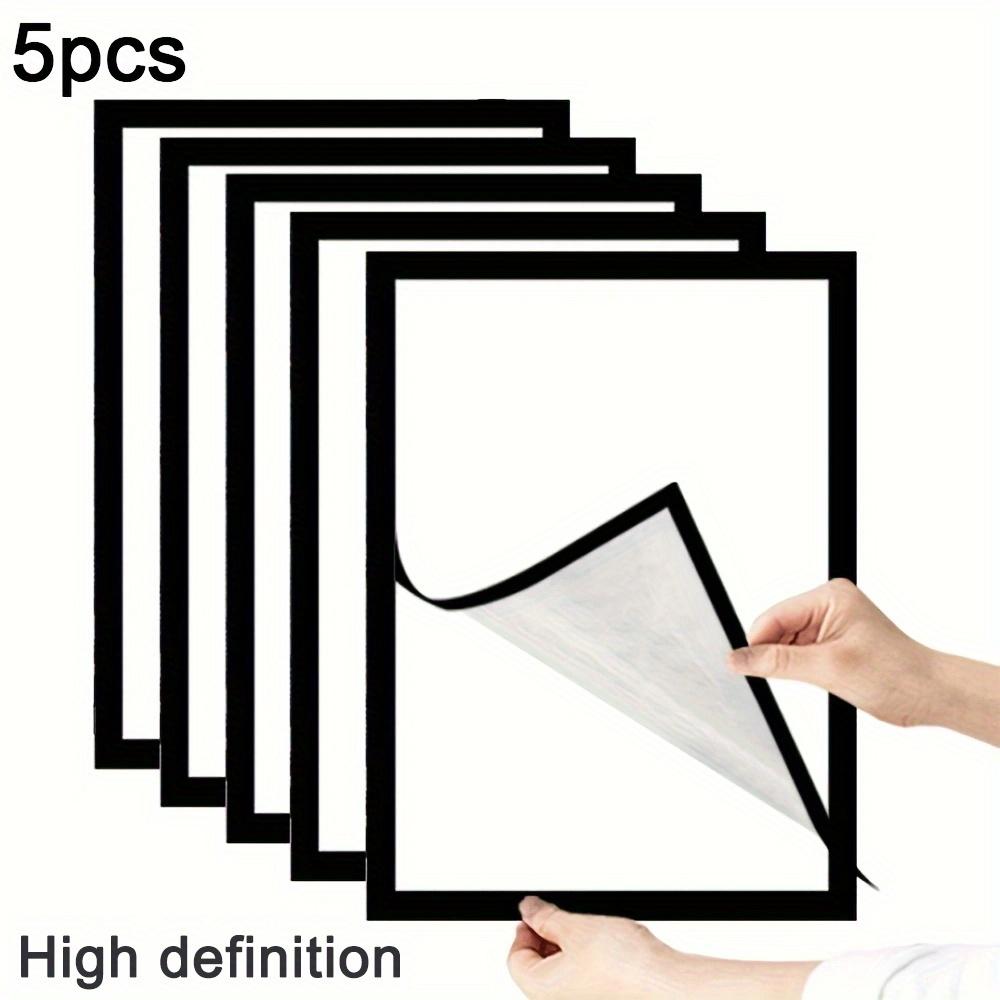 TEMU 5-pack A4 Size Pvc Magnetic Photo Frame Stickers, Self-adhesive Wall Hanging Display Protector For Business Licenses And Certificates, Room Decor,