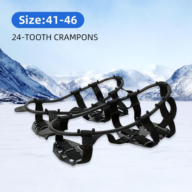 TEMU 24-tooth Heavy-duty Anti-slip Ice Cleats, Designed Ergonomically With Adjustable Straps - Anti-slip Spikes Suitable For Hiking, Snow, Ice, Rocks