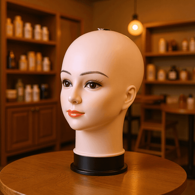 TEMU Kunststoff Damen Mannequin Kopf für Perücken und Hüte Präsentation mit Ohren und Nadeln, Realistischer glatzköpfiger Mannequin Kopf für Brillen, Masken, Schals, Salon und Geschäft Präsentation