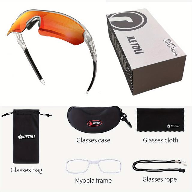 TEMU Sport-Radschirmbrille mit photochromischem UV400-Linsen, weichen Nasenpads und leichter für Radsport - Gradienten-Linsen-Design, TR-Rahmen und PC-Material, ideal für Männer und Frauen