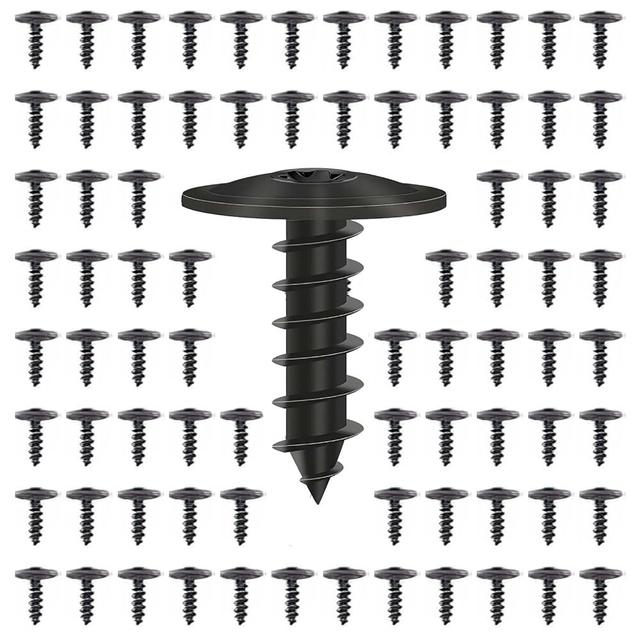 TEMU 80pcs Stainless Steel M5x16mm Self-tapping Screws - Heavy-duty Black Phillips-like Drive, For Metal//plastic - Ideal For Automotive, Furniture, (compatible With M5 Holes)