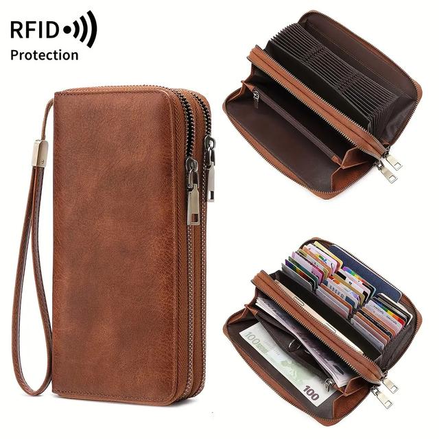 TEMU レディース レトロ レオパードプリント 大容量 財布＆ハンドバッグ RFIDブロッキング技術搭載 - ロット リラップ付き クレジットカードホルダー 旅行・パーティー・日常使いに最適 - 誕生日・ギフトに