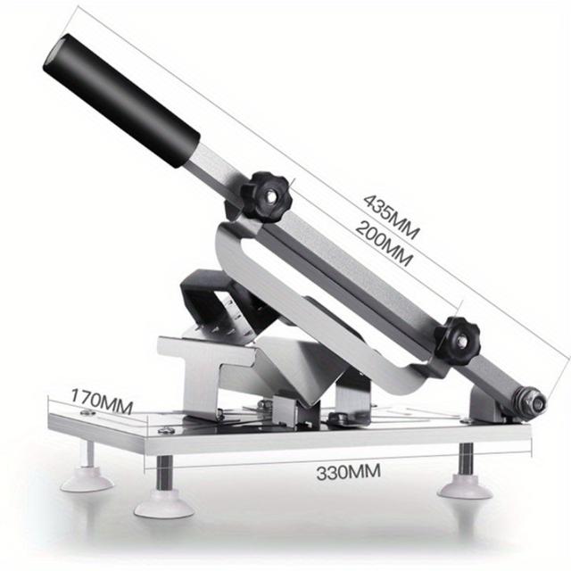 TEMU Stainless Steel Manual Meat Slicer | Adjustable Blade For Uniform Slices, Ideal For Lamb Rolls And Potatoes - Durable Kitchen Tool With Black Plastic Handle, 20-inch Blade, 30-inch Total Length