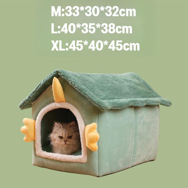 TEMU บ้านแมวเก็บอุณหภูมิ ดีไซน์แบบเปิดครึ่งด้าน พร้อมเบาะรองนั่งกำมะหยี่ถอดได้ เหมาะสำหรับแมวและสุนัข มีให้เลือกขนาด M, L และ XL