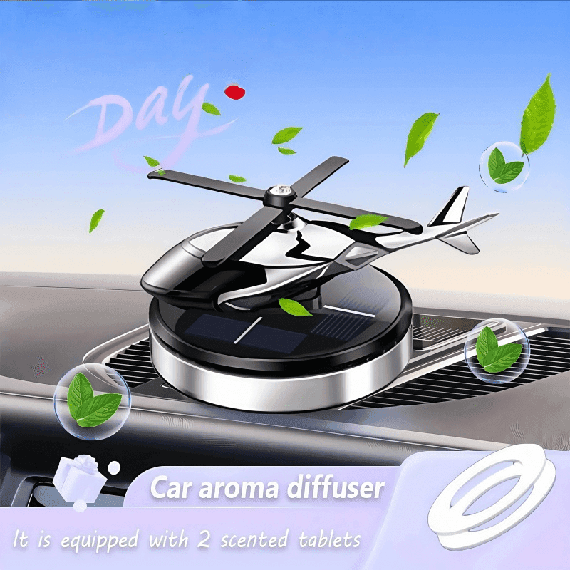 TEMU Solar-powered Helicopter Car Air Freshener, Dashboard Diffuser For Cars And Home Decor - Durable Plastic Material