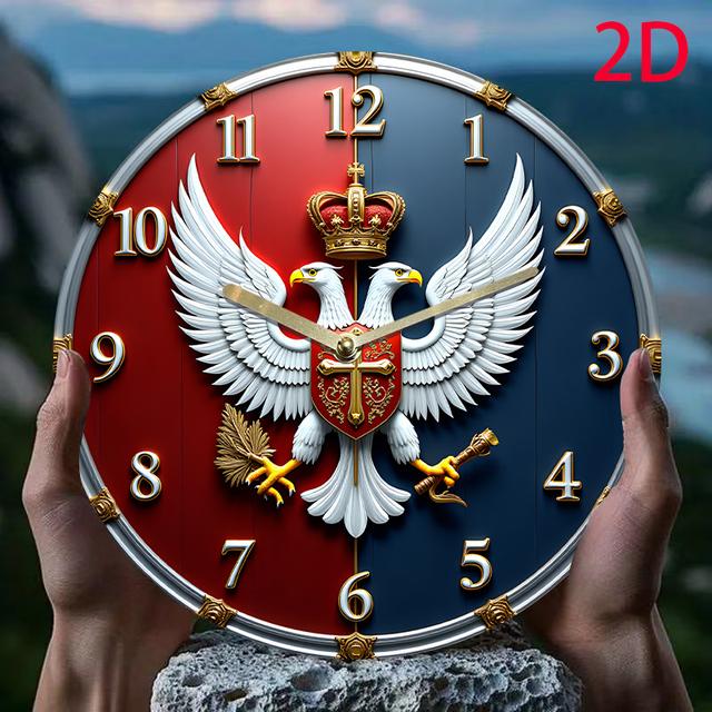 TEMU ., ein Metallschild mit der Flagge Serbiens, 8 Zoll, 2D Flache Wanduhr, Acryl--Design, für spirituelle Häuser/Ferien/Zimmer/Kaffee/Geschenkdekoration