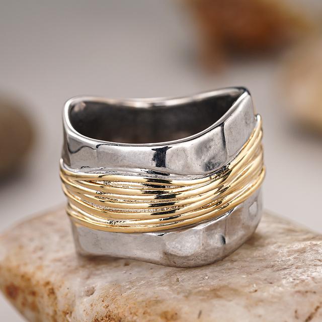TEMU Fashionable Wide Band Ring, Bohemian Style Vintage Ring, Suitable For Women And Men, For Daily Wear, Casual , Parties, And Vacations, Jewelry And Accessory