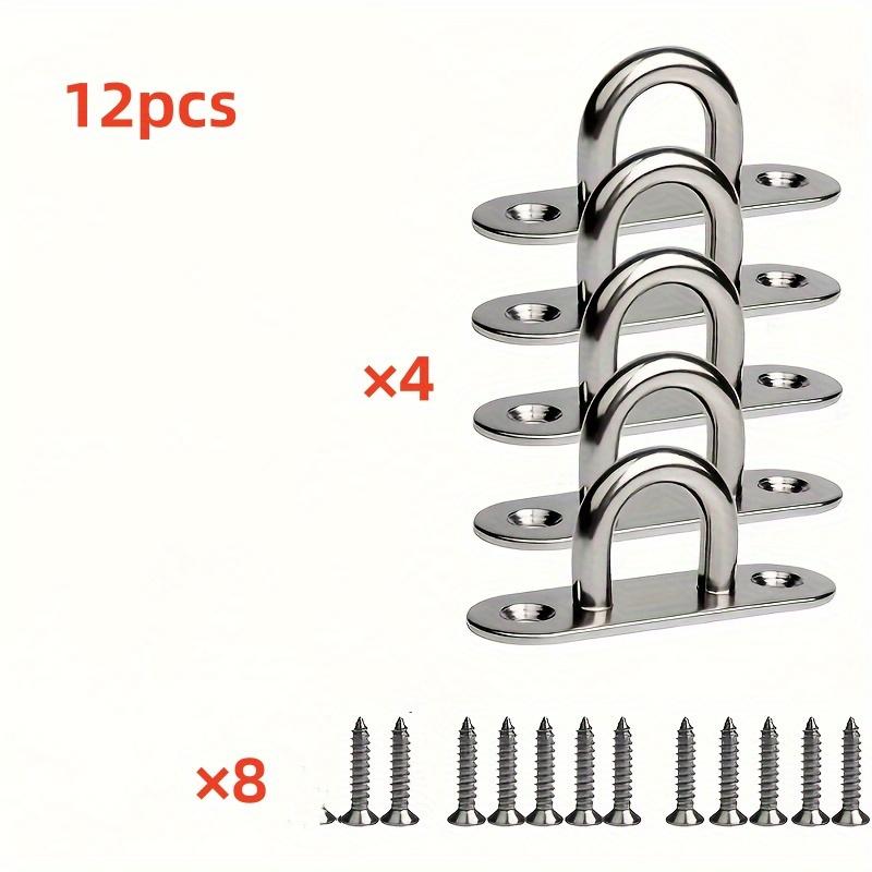 TEMU Set Of 12 Hooks, Featuring 4 U-shaped Hooks And 8 M5 Mounting Screws With Ring Eye Pads