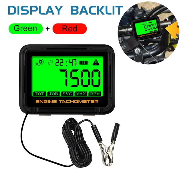 TEMU Kebidu Digital Tachometer & Engine Temperature Gauge With Backlight Display - Dual Rpm/temp, 7-inch Large Lcd Screen, 12v/24v Compatible, 12v/24v Power Supply
