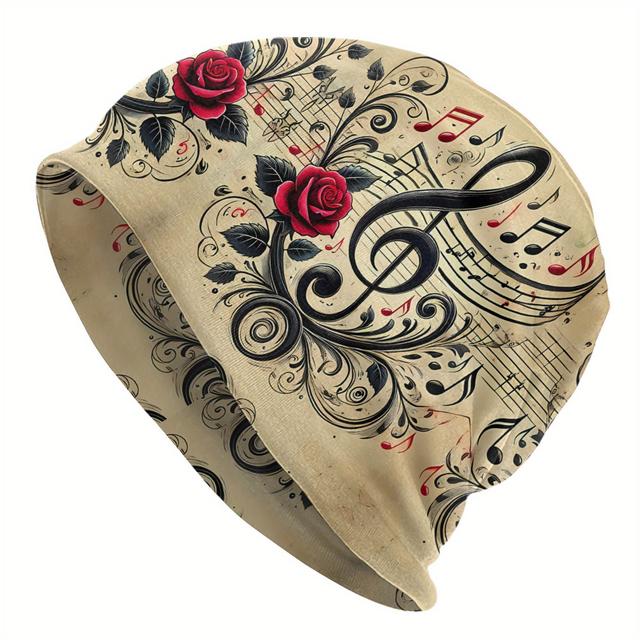 TEMU Musical Notes Beanies Hat, Fashion Bonnet Hats For Men