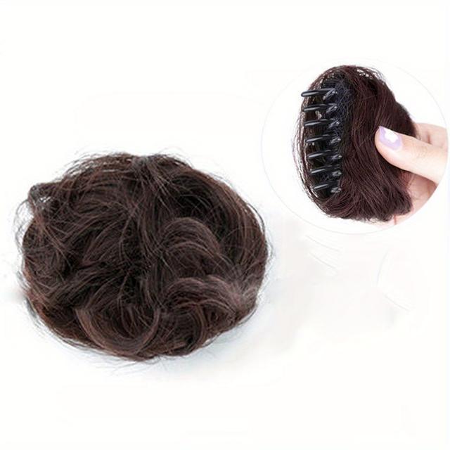 TEMU Elegant Women's Claw Clip Hair Bun - Fluffy, Natural-looking Updo Extension For Daily Wear & Special Occasions