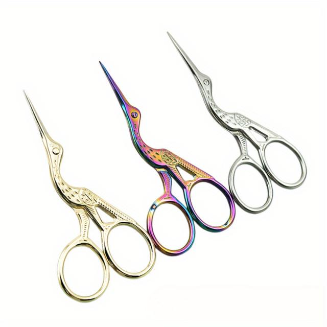 TEMU 3pcs Vintage Stainless Steel Scissors - Ergonomic Handle, Sharp , Ideal For Sewing, Crafting, And Home Use, Sewing Accessories