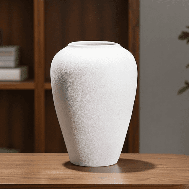 TEMU 1pc Prachtige Gebakken Witte Keramische Vaas Met Minimalistisch Ontwerp - Perfect Voor Woonkamer, Kantoor, Slaapkamer En Balkondecoratie. Ideaal Cadeau Voor Familie En Vrienden, Vaas Home Decor