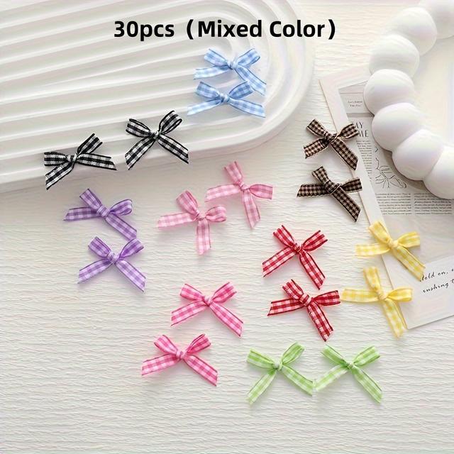 TEMU 30 Sets Of Polyester Bow Kits, Suitable For Crafts, Sewing, Hair Additions, And Gift Decorations - In Multiple Colors, Feather-free