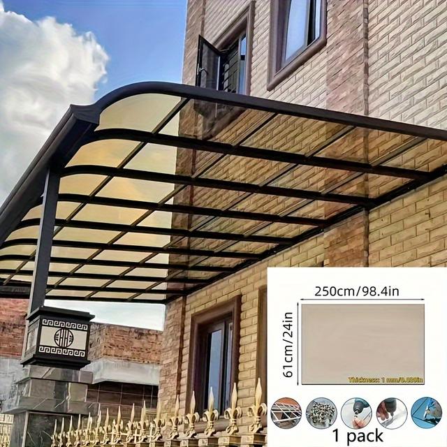TEMU Toit en polycarbonate durable - 24" x 98,4" transparent pour et abris de jardin, haute , facile à installer et à ajuster, couverture parfaite pour porche