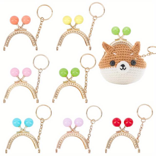 TEMU 1 Set de 7 piezas de cuentas de resina de con mango de de bolso de hierro para costura de bolsos, artesanía, , color mezclado de 11 cm, 1 pieza/color, regalos de Navidad, Acción de Gracias y Año