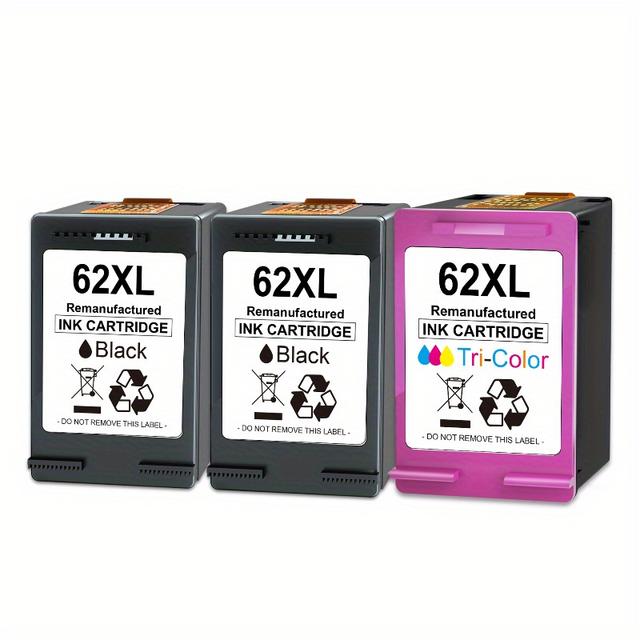 TEMU Lot de 3 cartouches de 62XL 62 XL pour imprimante compatible avec les cartouches de HP 62 pour les imprimantes 5540 5544 5545 5548 5640 5646 7640 200 5740 5742 5744
