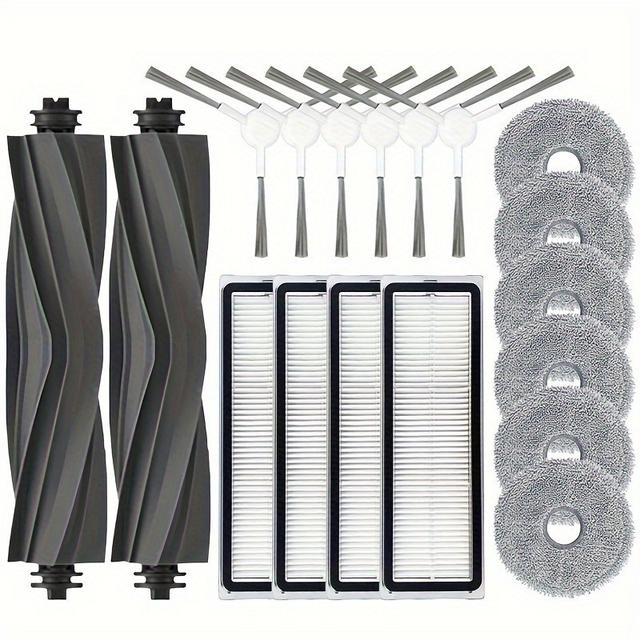 TEMU 드림 L10 시리즈 로봇 청소기 액세서리 키트 1개 - L10 Prime/L10s Pro/L10 Pro와 호환, HEPA 필터 2개, 메인 브러시 2개, 젖은 걸레 6개 포함 - 플라스틱 및 천 바닥 부착 세트