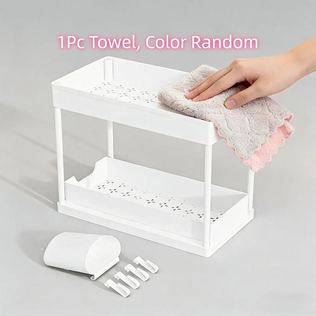 TEMU Practical Storage Rack, Applicable To Kitchen And Bathroom , Can Hold Cookware, Spices, And Toiletries. Partition Storage, Items Are And Uncluttered . Punch-free Installation Is Easy