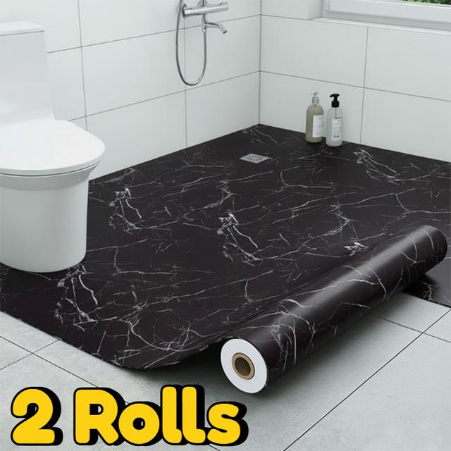 TEMU 2 ม้วน แผ่นปูพื้นหินอ่อน PVC แบบลอกและติด - แผ่นปูพื้นหินอ่อนสมจริงสำหรับ DIY ห้องครัว ระเบียง ห้องน้ำ - ติดตั้งง่าย สติ๊กเกอร์พื้นสไตล์โมเดิร์น (เข้ากันได้กับพื้นเก่า)