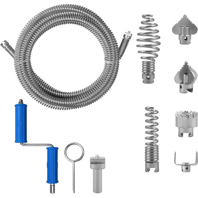TEMU Kit de déboucheur de drain 7 pièces avec têtes de coupe robustes, ensemble d'outils pour déboucher éviers, baignoires et douches, une boîte de rangement
